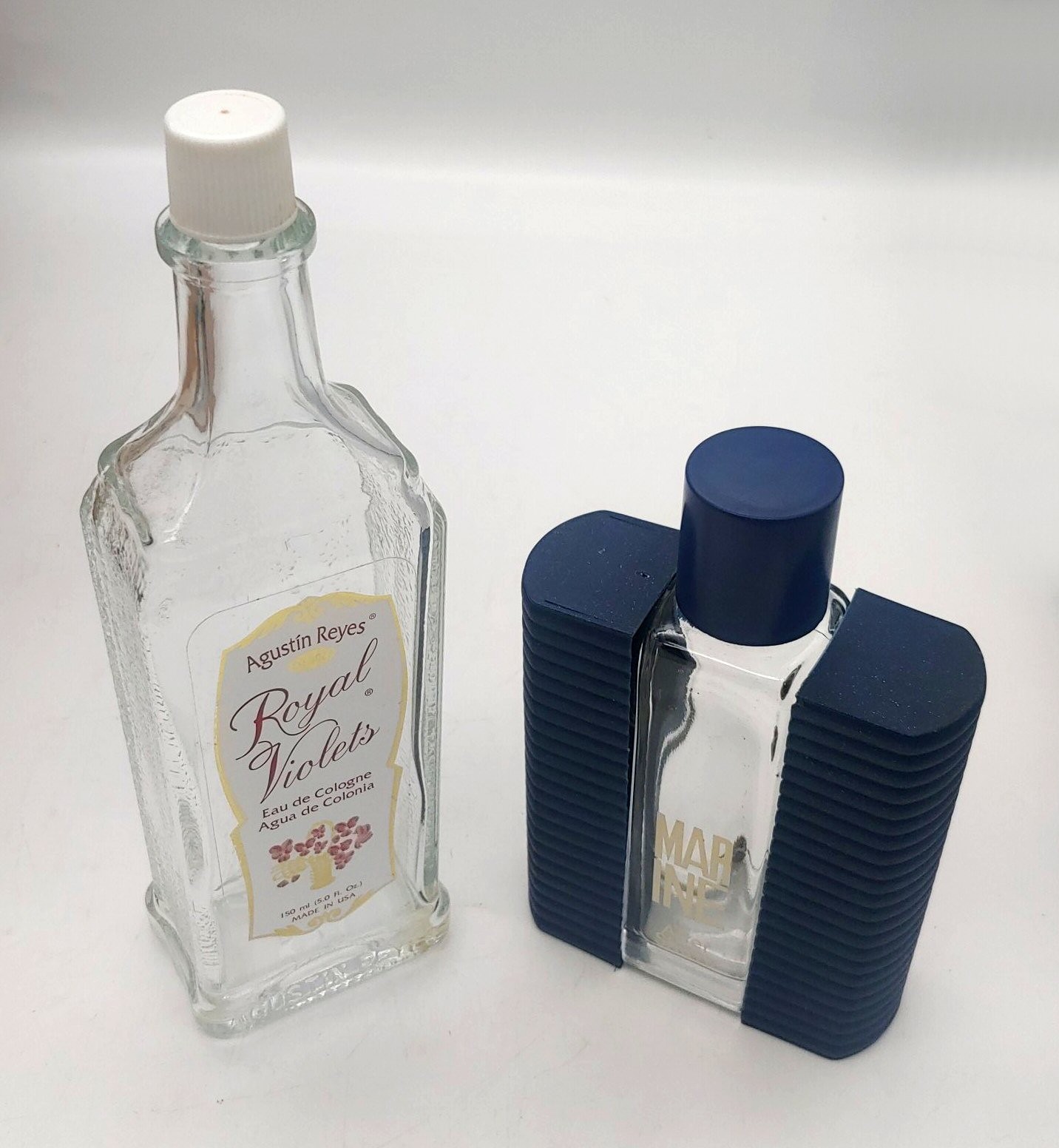 Royal Violets Eau de Cologne & Marine After Shave Empty Decanter Bottles Lot