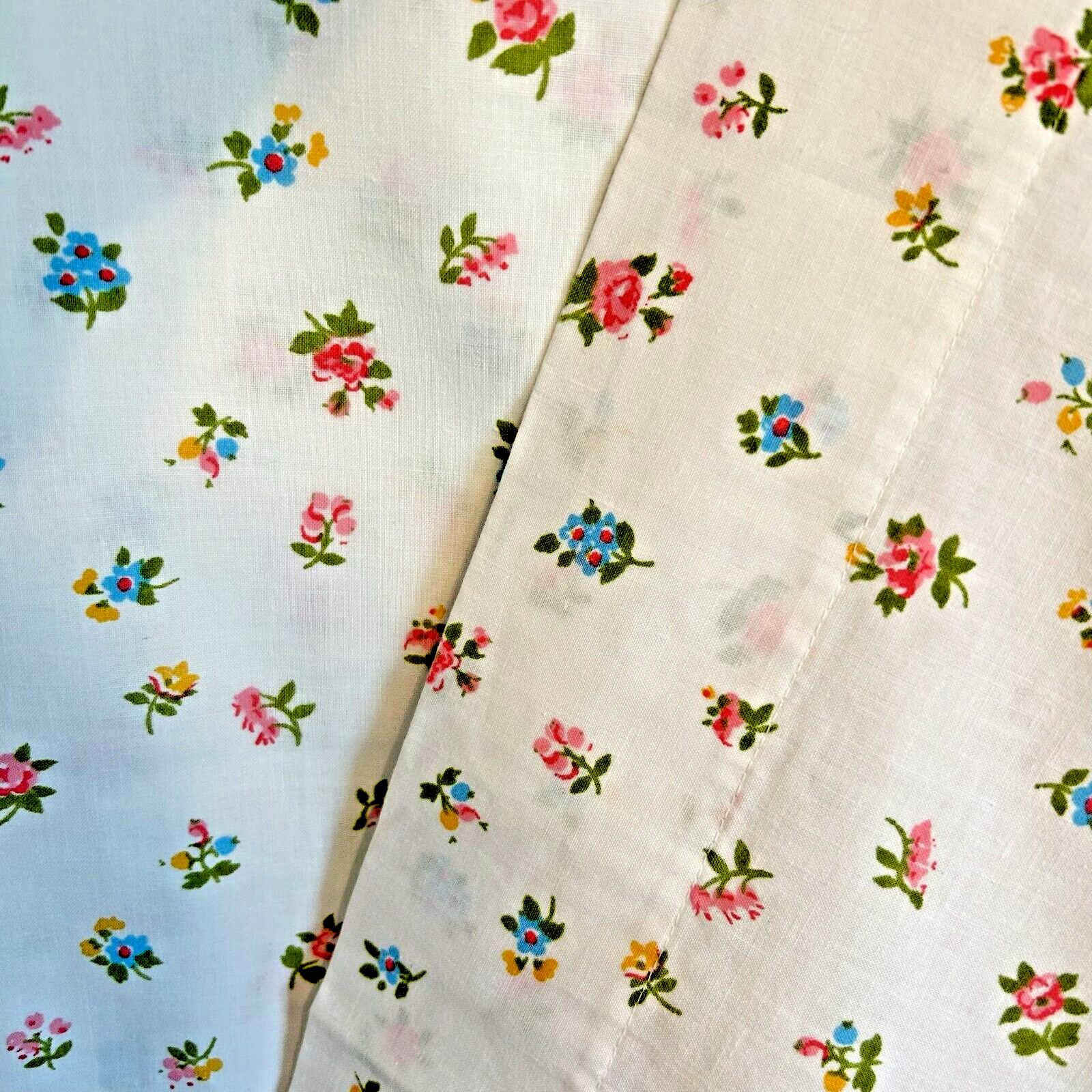 Vintage Sears Twin Flat Sheet Country Floral Cottage Muslin PERMA-PREST 72 x 104