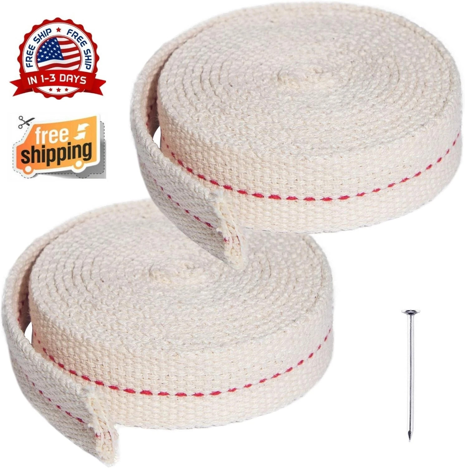 13 Feet/ 2 Rolls Cotton Oil Lamp Wick, 3/4 Inch Replacement Oil Lanterns Wick fo