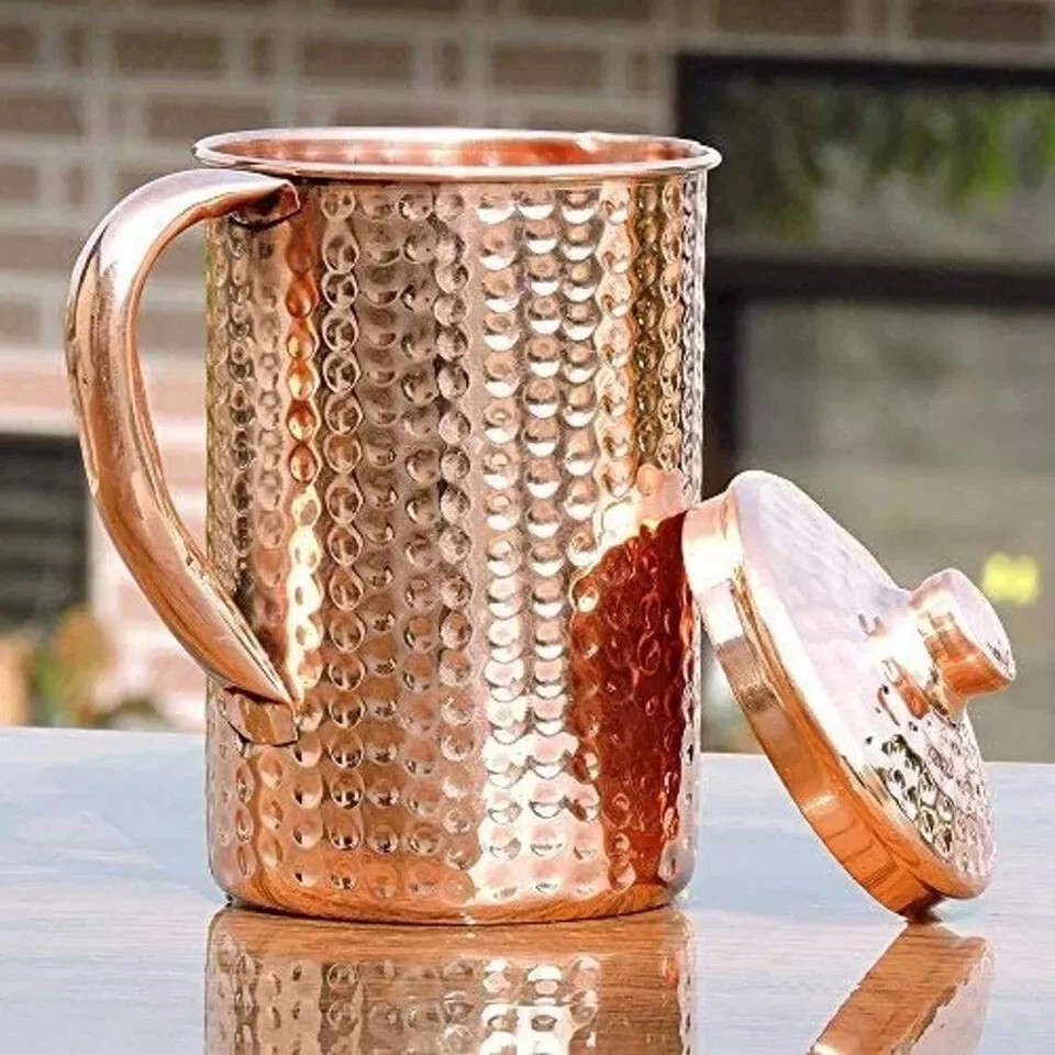 100% Pure Copper Water Pitcher Jug for Ayurveda Health Benefit 1.5 ltr