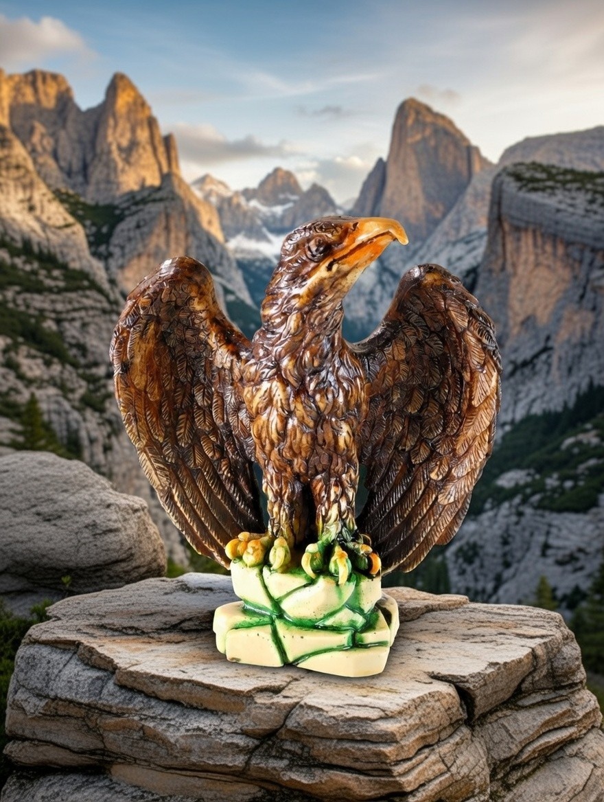 Large Vintage Glossy Hand Painted Cast Resin Eagle 9″ Made Poland