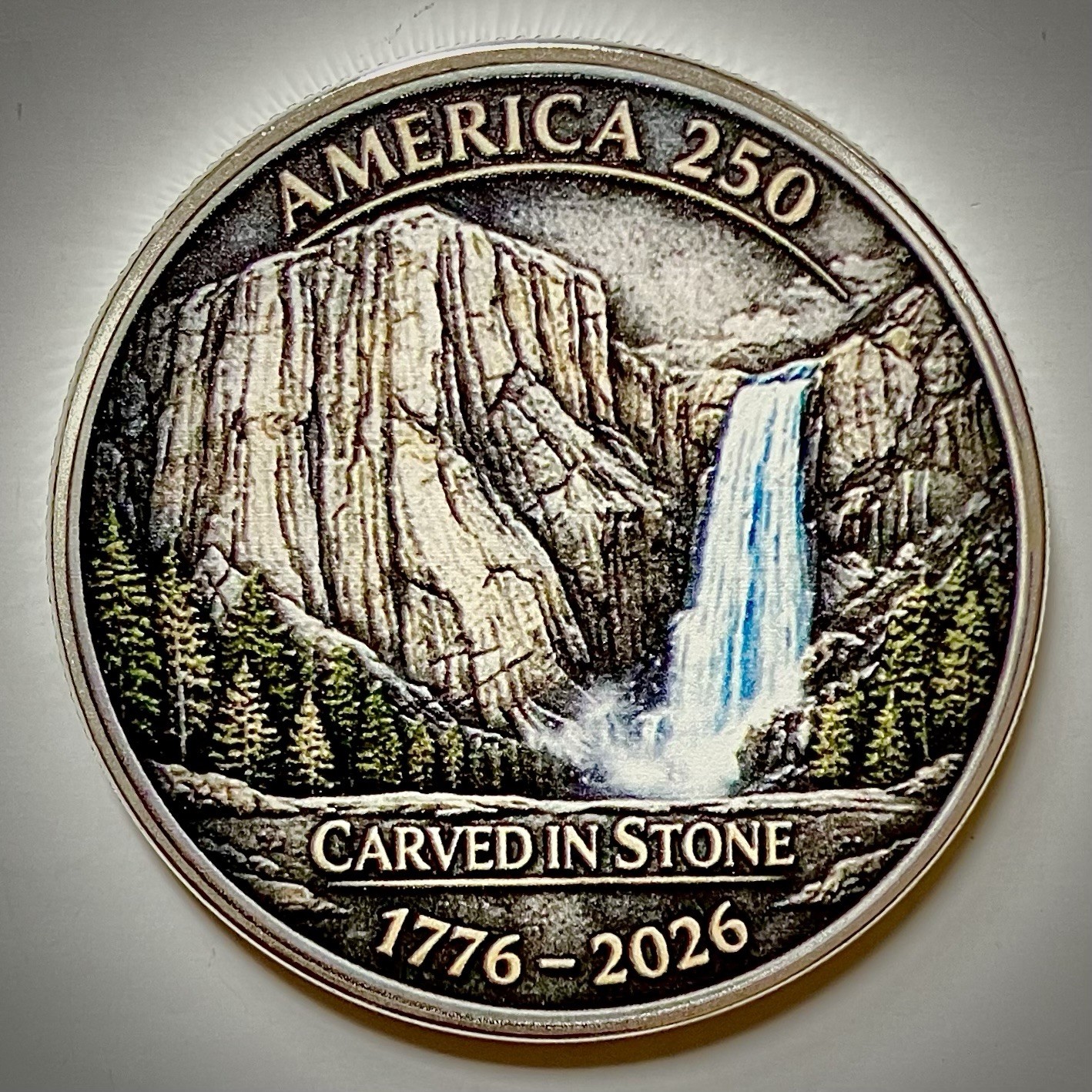 Yellowstone Park 250th America’s Anniversary Challenge Coin-2D-Silver Colored