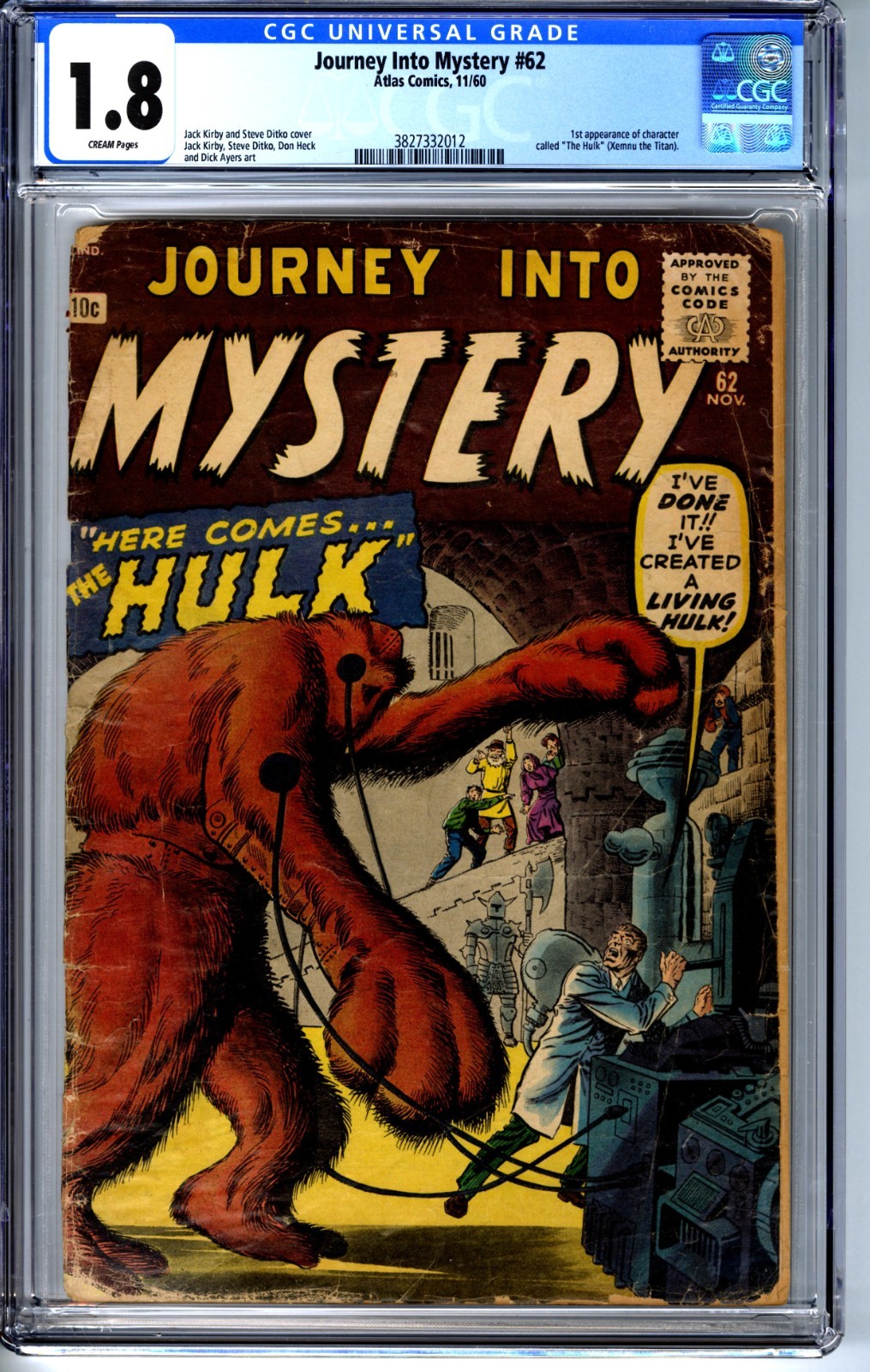 Journey Into Mystery #62 CGC 1.8 (Atlas,1960) 1st app Character named ‘The Hulk’