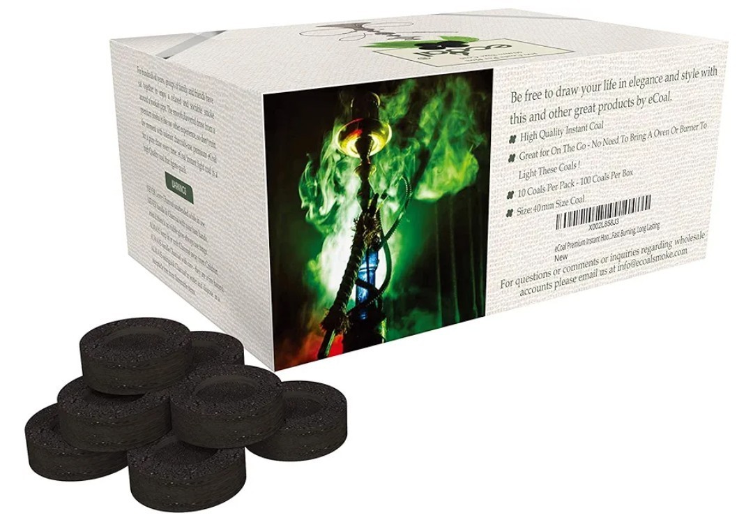 Ecoal Premium Instant Hookah Coal Round 33mm 100ct