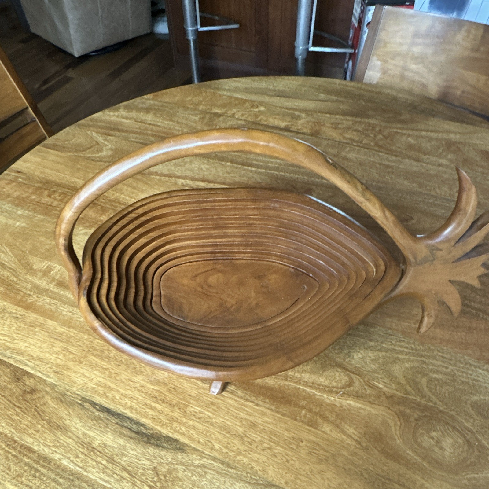 Oval Wood Decorative collapsible bowl Medium Brown Wood