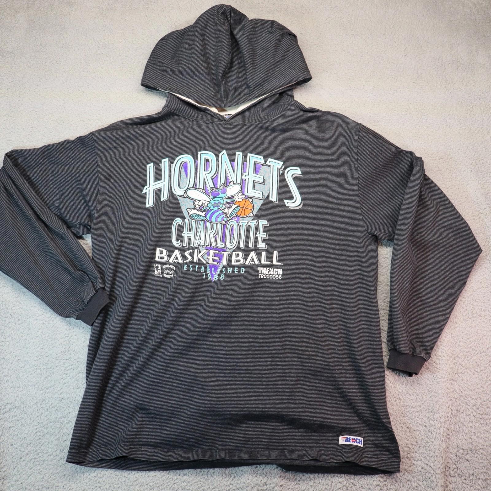 Hoodie Charlotte Hornets Vtg NBA Trench Men XL Rare made USA