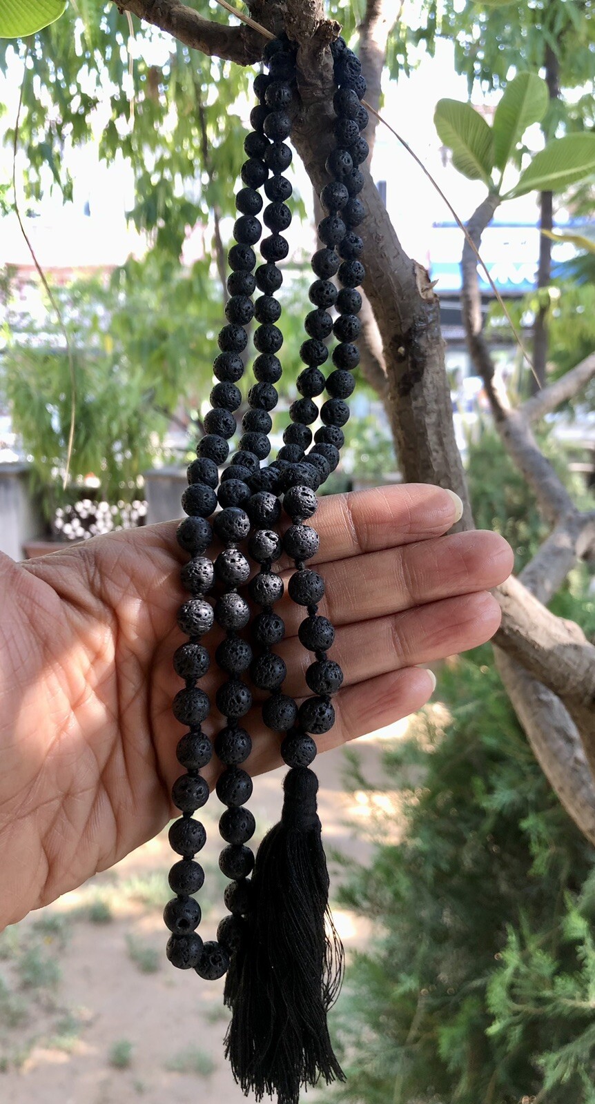 2 Pc X 108+1 Lava Rock Healing Gem Stones Jaap Japa Mala, Chakra Balancing Black