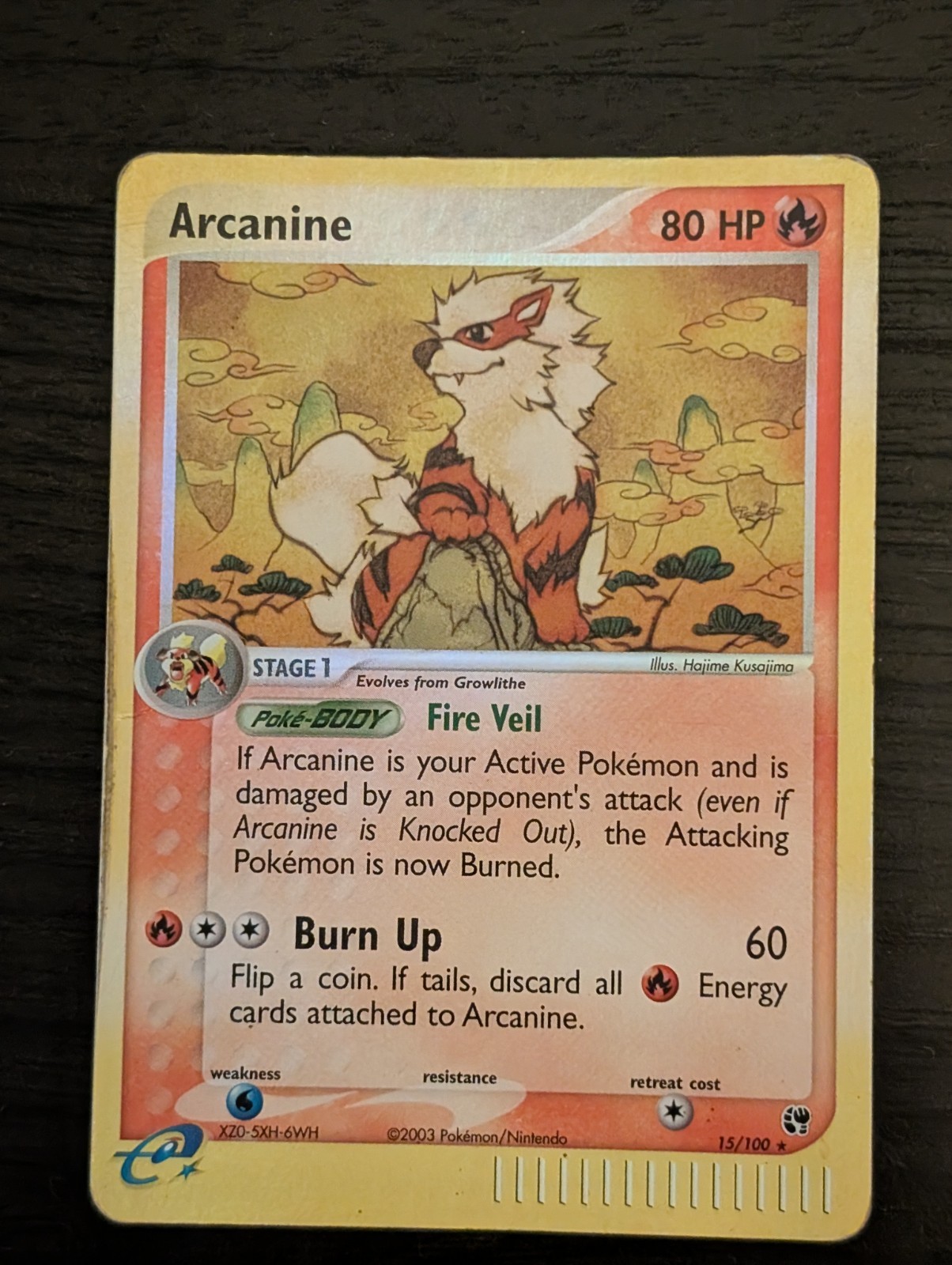 Pokemon Arcanine EX Sandstorm Reverse Holo Rare Card 15/100 MP Free shipping UK