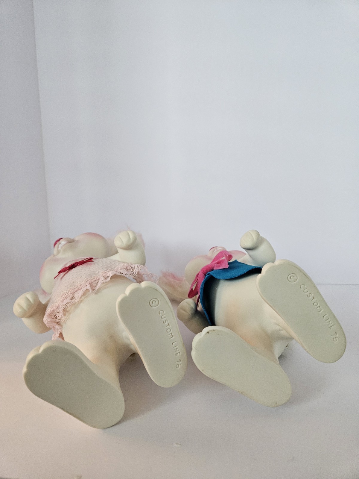 VTG Kitschy Bunny Piggy Banks Custom Line ’76. Pair Girl/Boy Cartoon Bunnies.