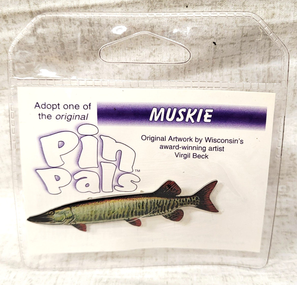 PIN PALS Vintage Original Artwork By Terry Doughty Animal Pin MUSKIE Fish New