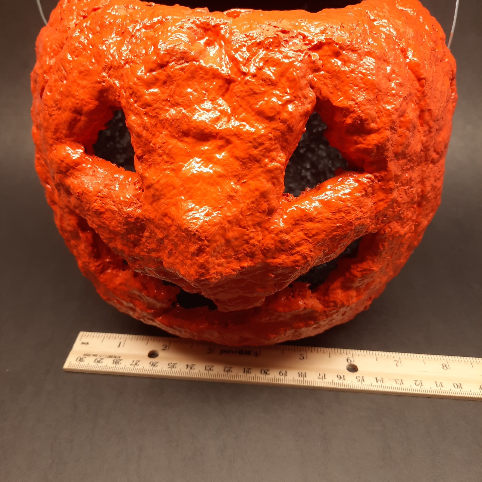Vintage Style 7″ Thick Paper Mache Pulp Halloween Pumpkin Jack O Lantern