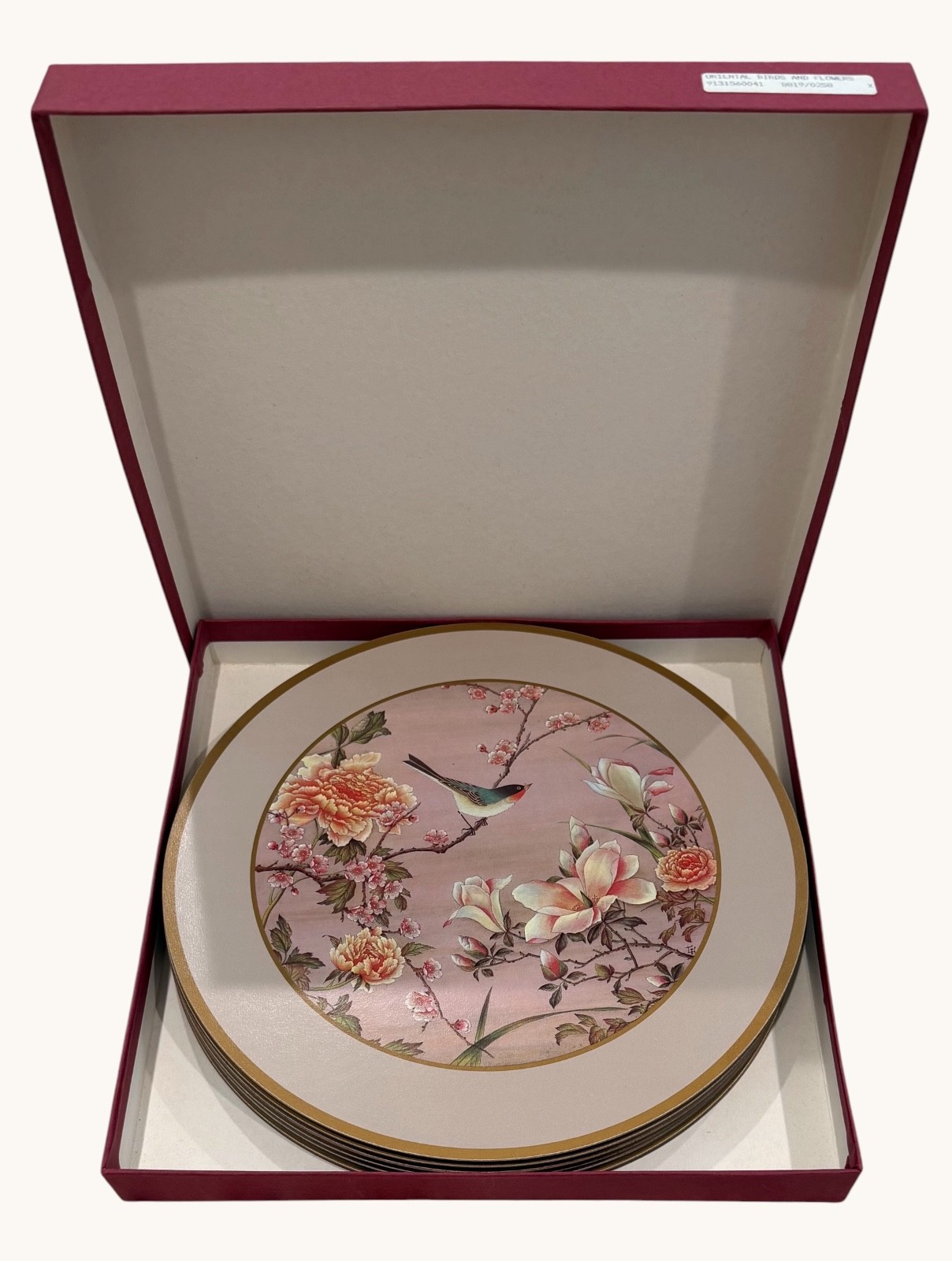 Pimpernel Oriental Birds & Flowers Vintage Placemats Set Of 6- 10” Boxed England