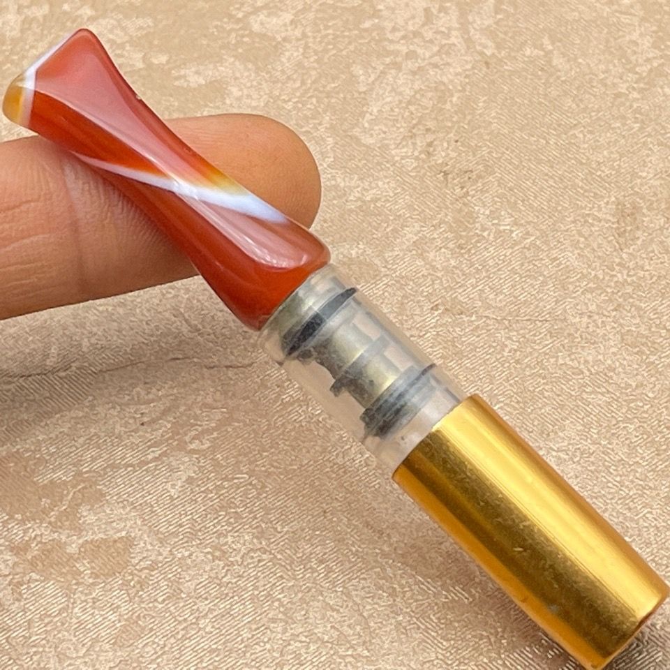 Jade Pipe Mouthpiece Quartz Stone Brass Nozzle Holder Tool