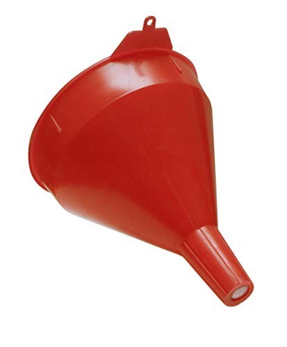 Funnel 2 Quart Capacity HDPE Red with 60 Micron Strainer for Oil Fuel Gas