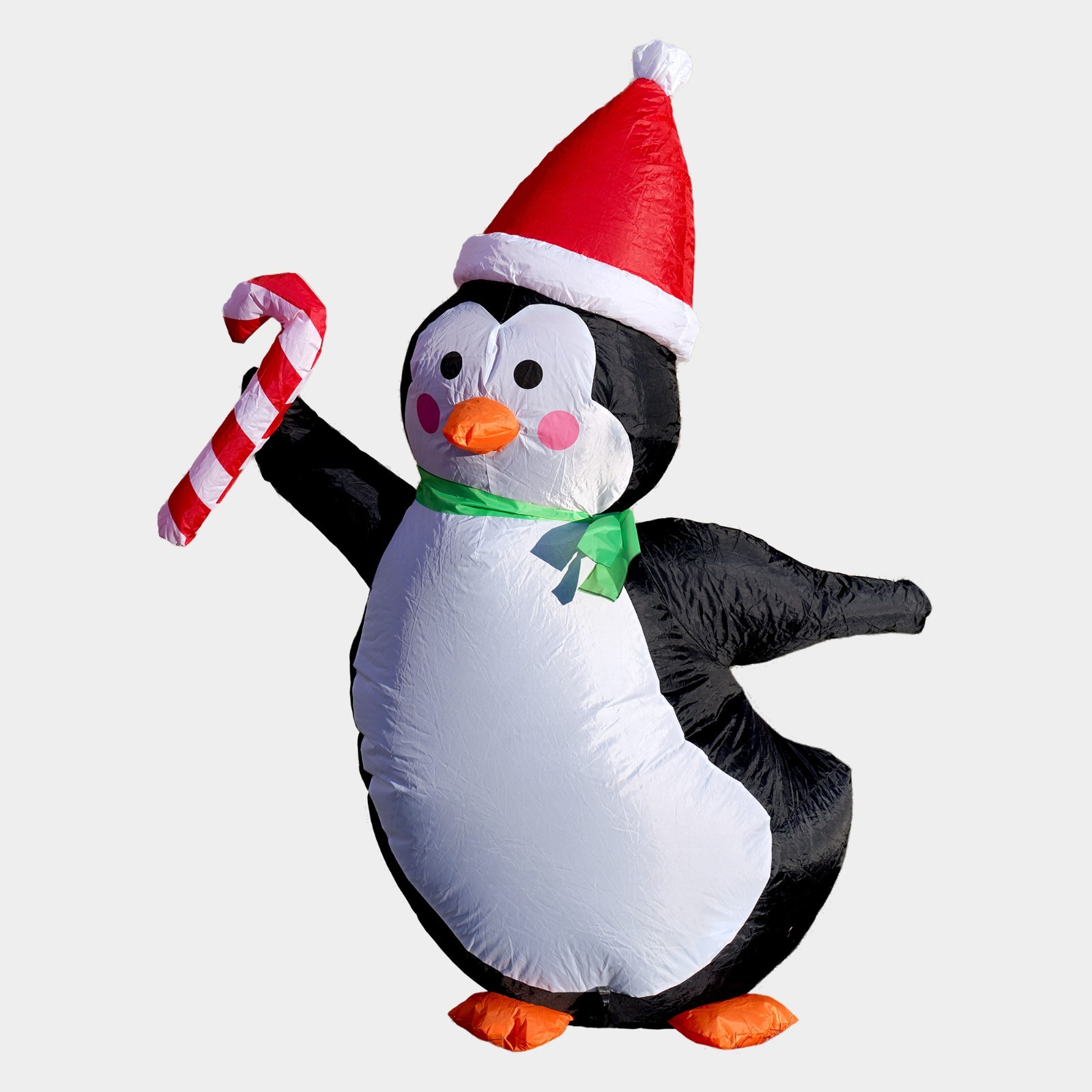 G128 4 ft H Penguins with Candy Canes Christmas Inflatable Decor with LED Lights