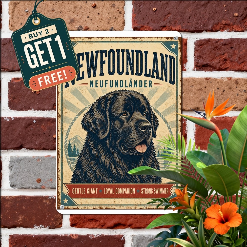 Loyal Newfoundland Dog Breed Sign Guard Dog Canine House Safety Decor