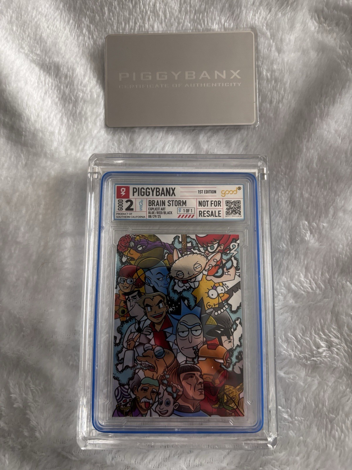 2025 PiggyBanx Good 2 Brain Storm Red Blue Black Titanium 1/1 Encapsulated Box