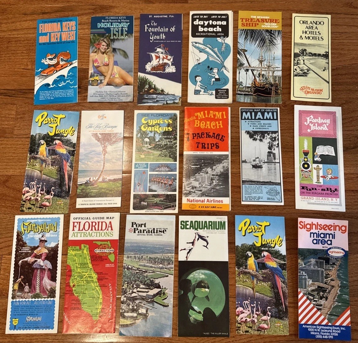 Vintage 1960s – 1970s Florida Brochures – Miami, Key Biscayne, Daytona, Etc – 18