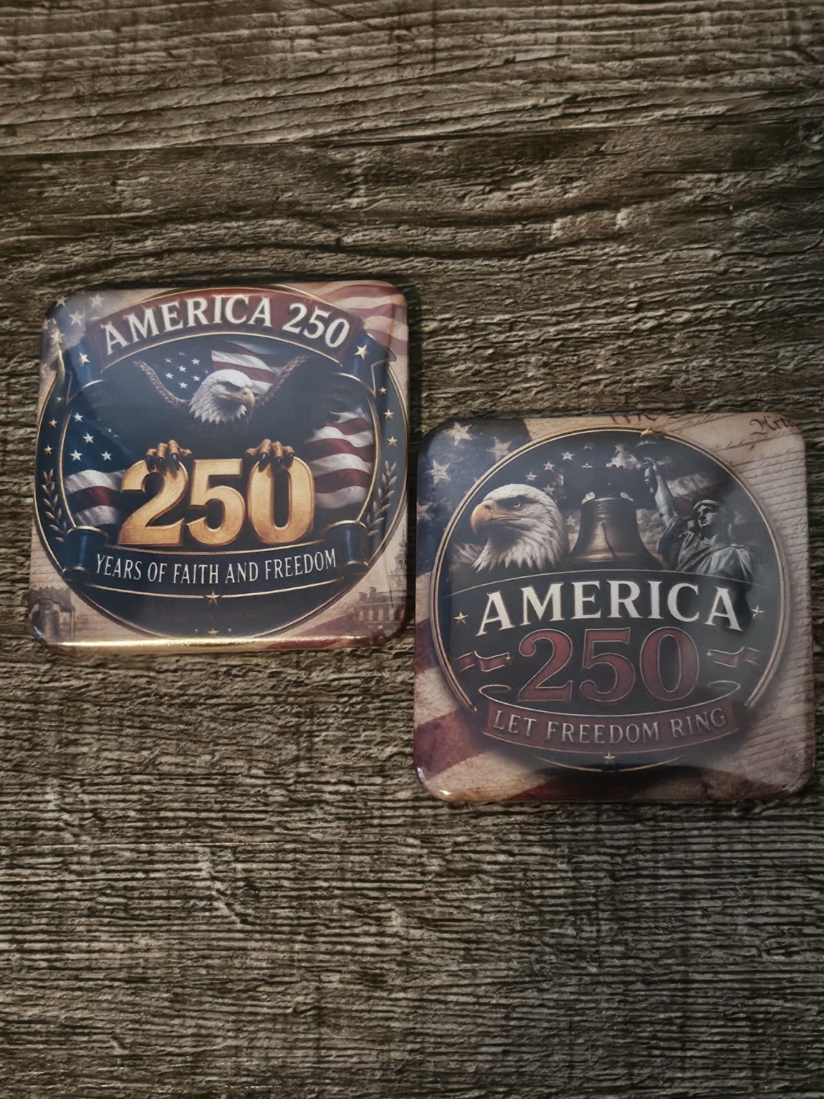America’s 250th 1776-2026 America 250 Patriotic Fridge Magnets Set (2″x2″ Size)