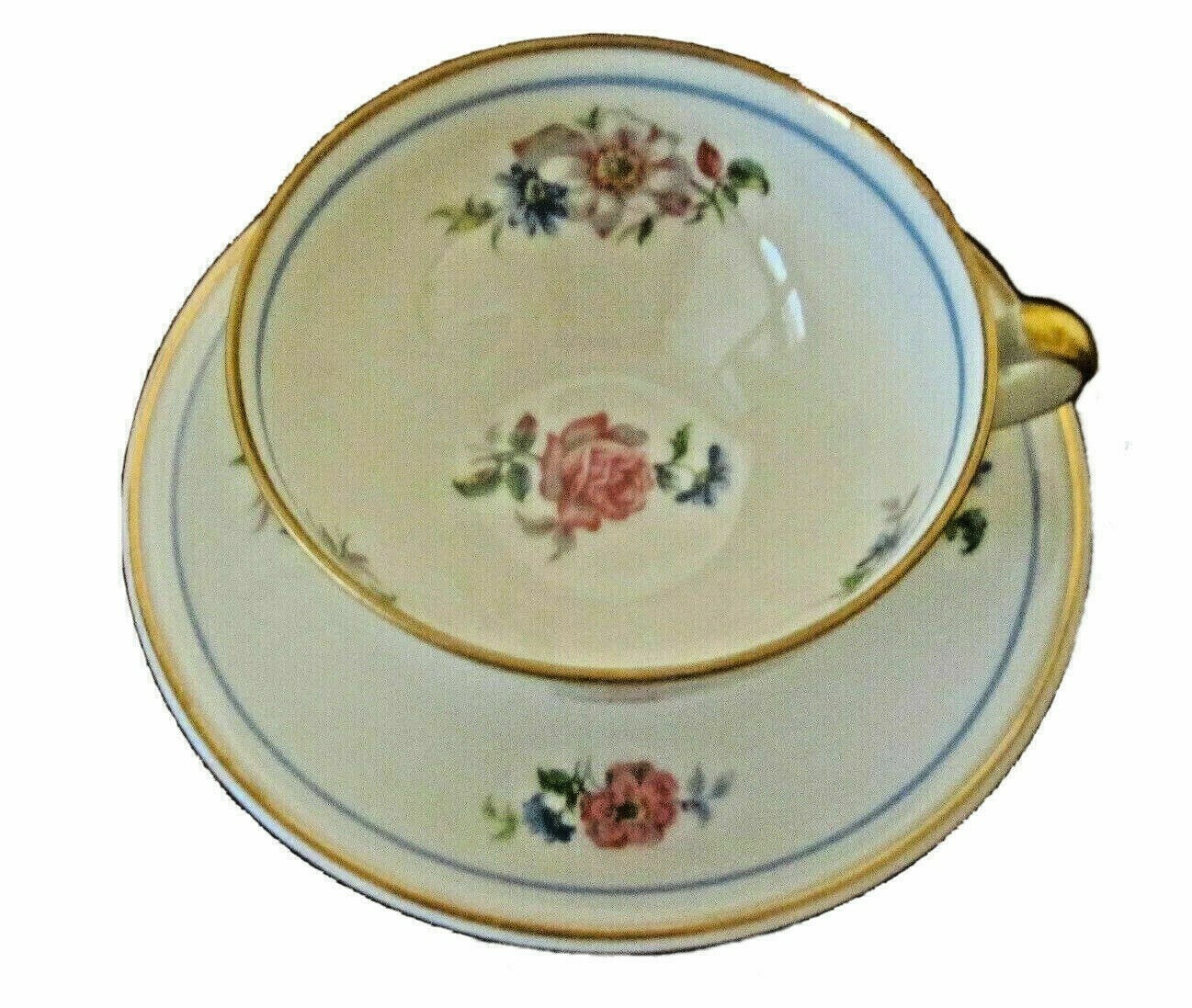 LIMOGES Charles Ahrenfeldt Deauville Flower CUP / SAUCER France