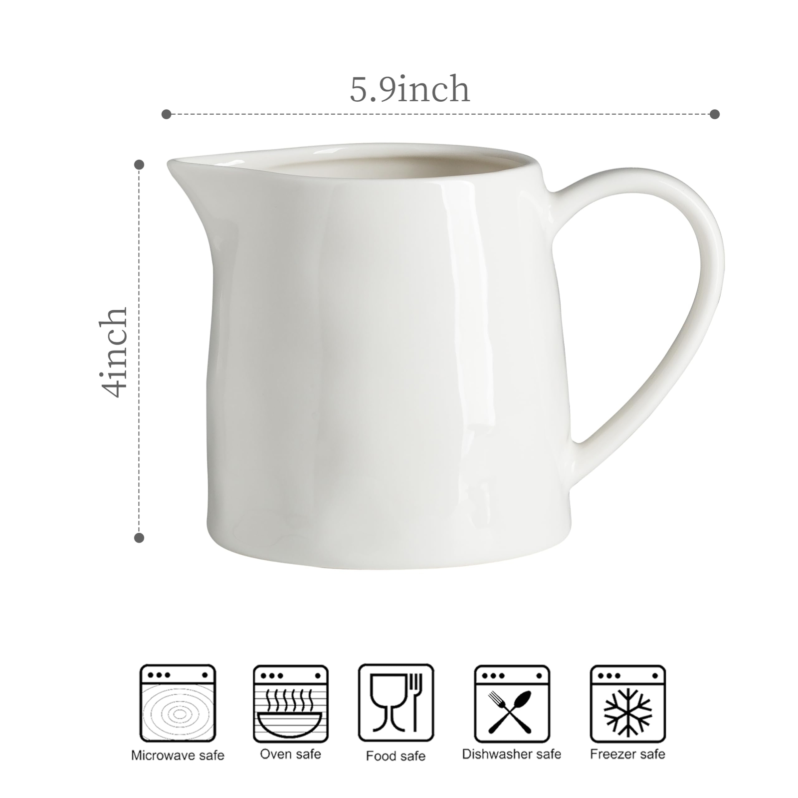 Ceramics Creamer Creamer Pitcher – 19 OZ Porcelain Coffee Creamer Pitcher Whi…