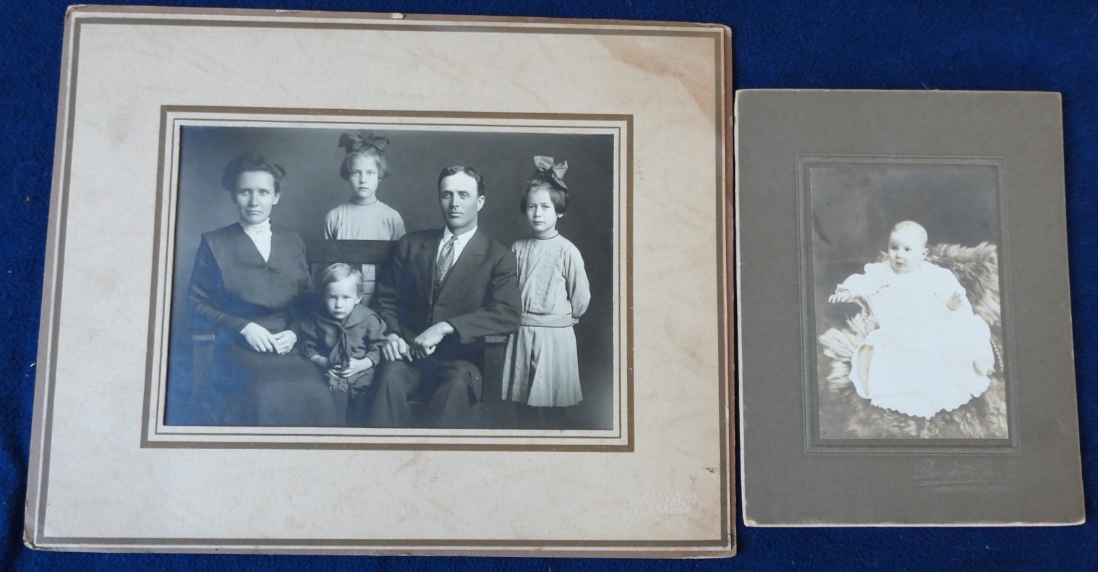 #2 Lot Antique 1890s 1900s Studio Portrait PHOTOS American Family Men Women Kids