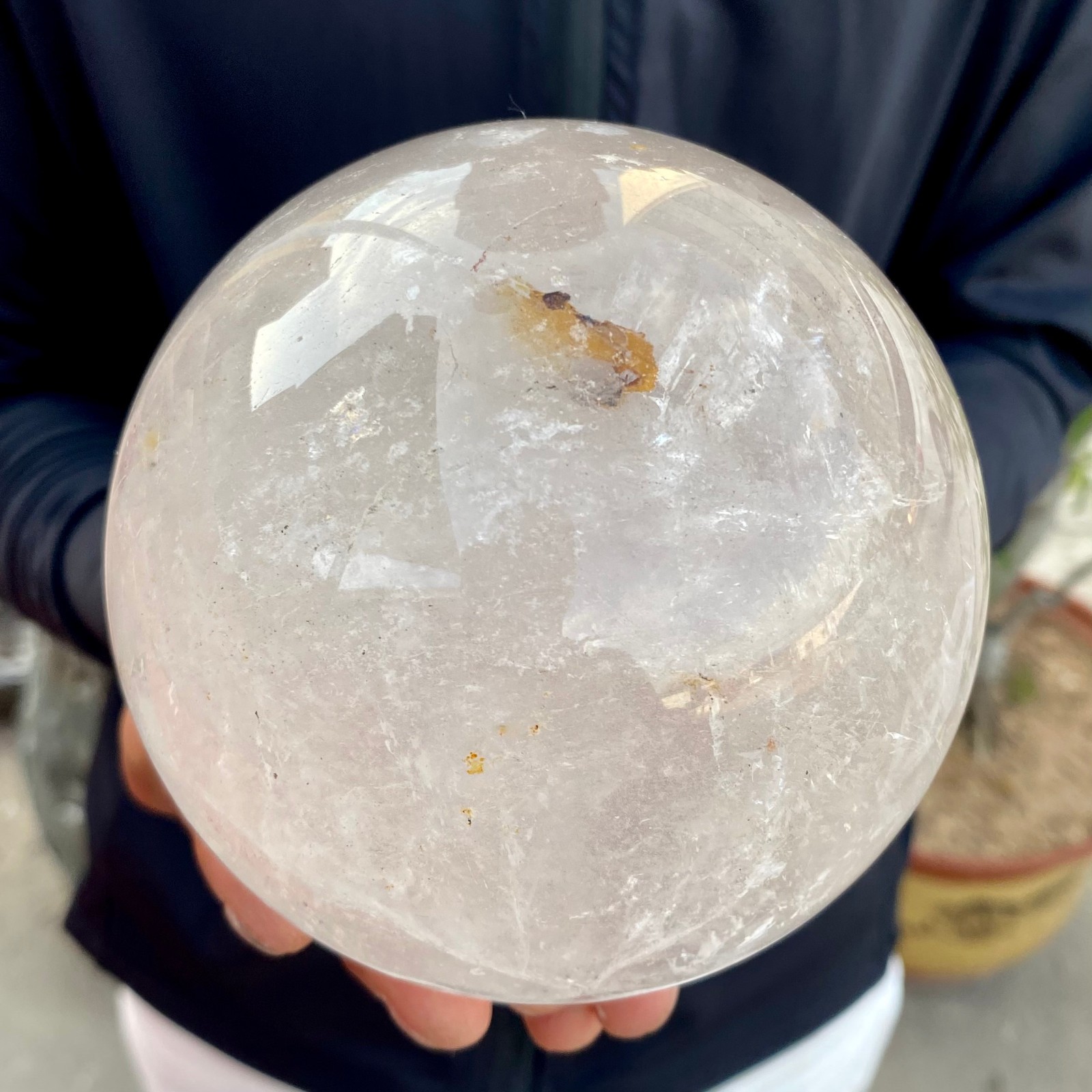 4.6LB Natural White Crystal Clear Quartz Crystal Sphere Ball Healing Meditation