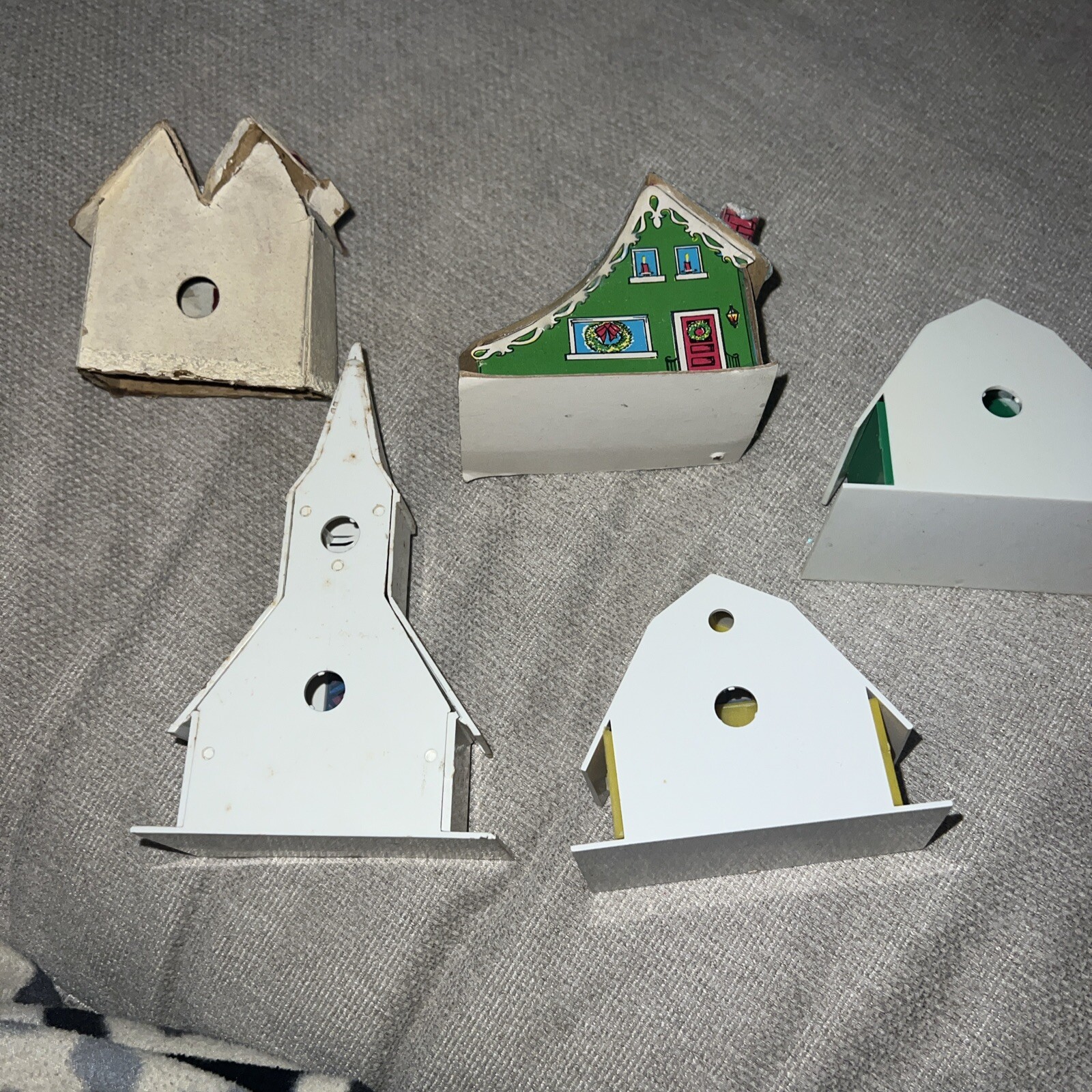 Vintage Christmas Alpine Village String Lights Covers Set Of 5 See Photos Read