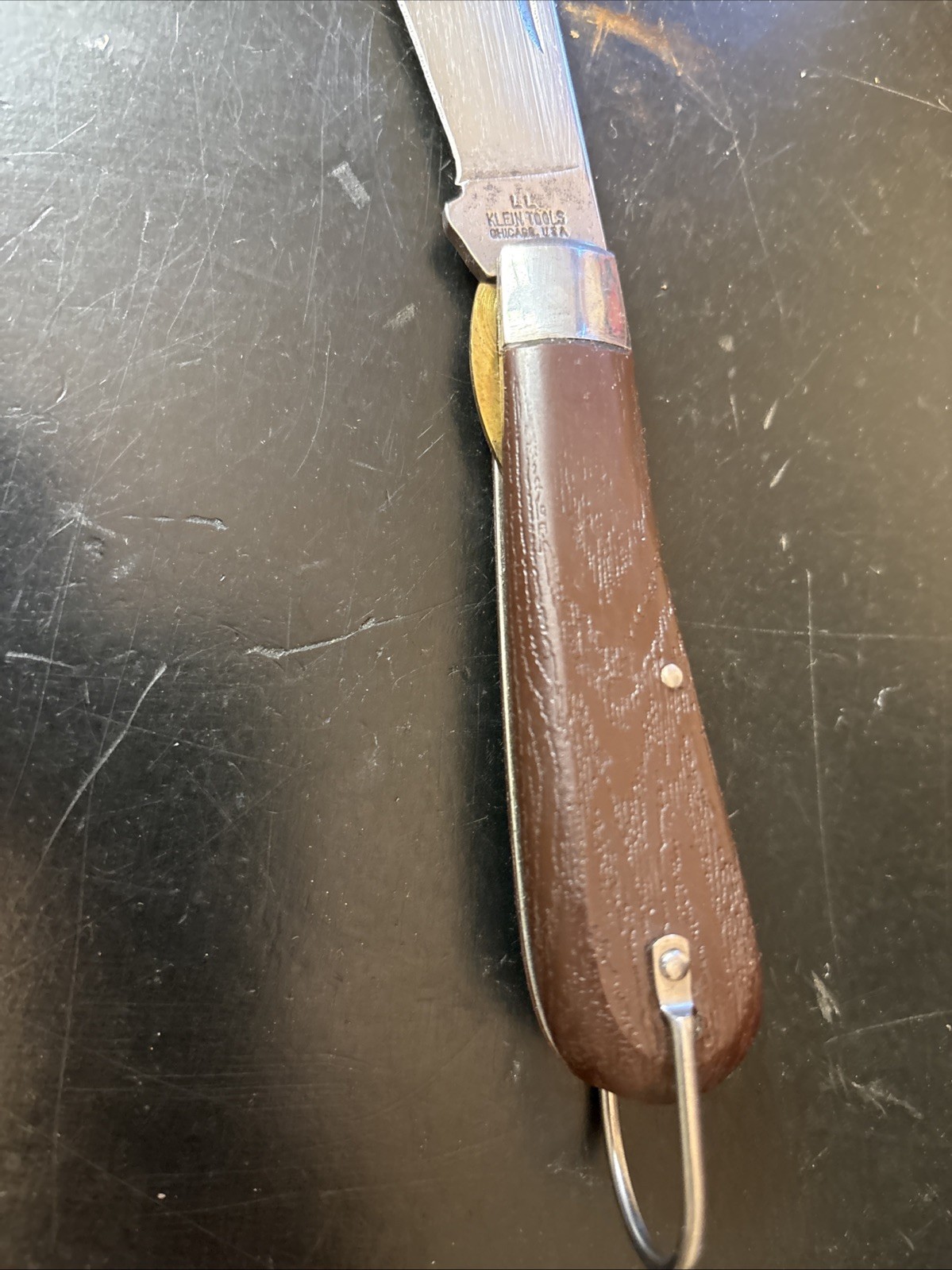 Vintage Klein Tools LL Hawk Bill Folding Knife VG