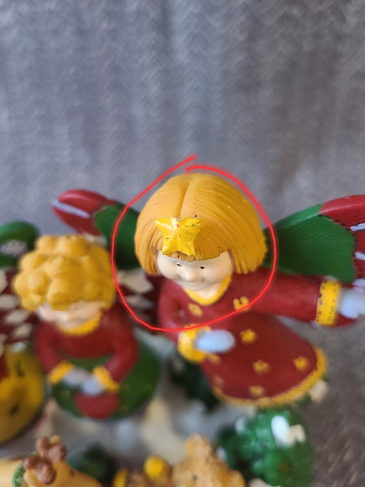 Vintage Studio Nova Christmas Patchwork Angel Music Box with lights and movement
