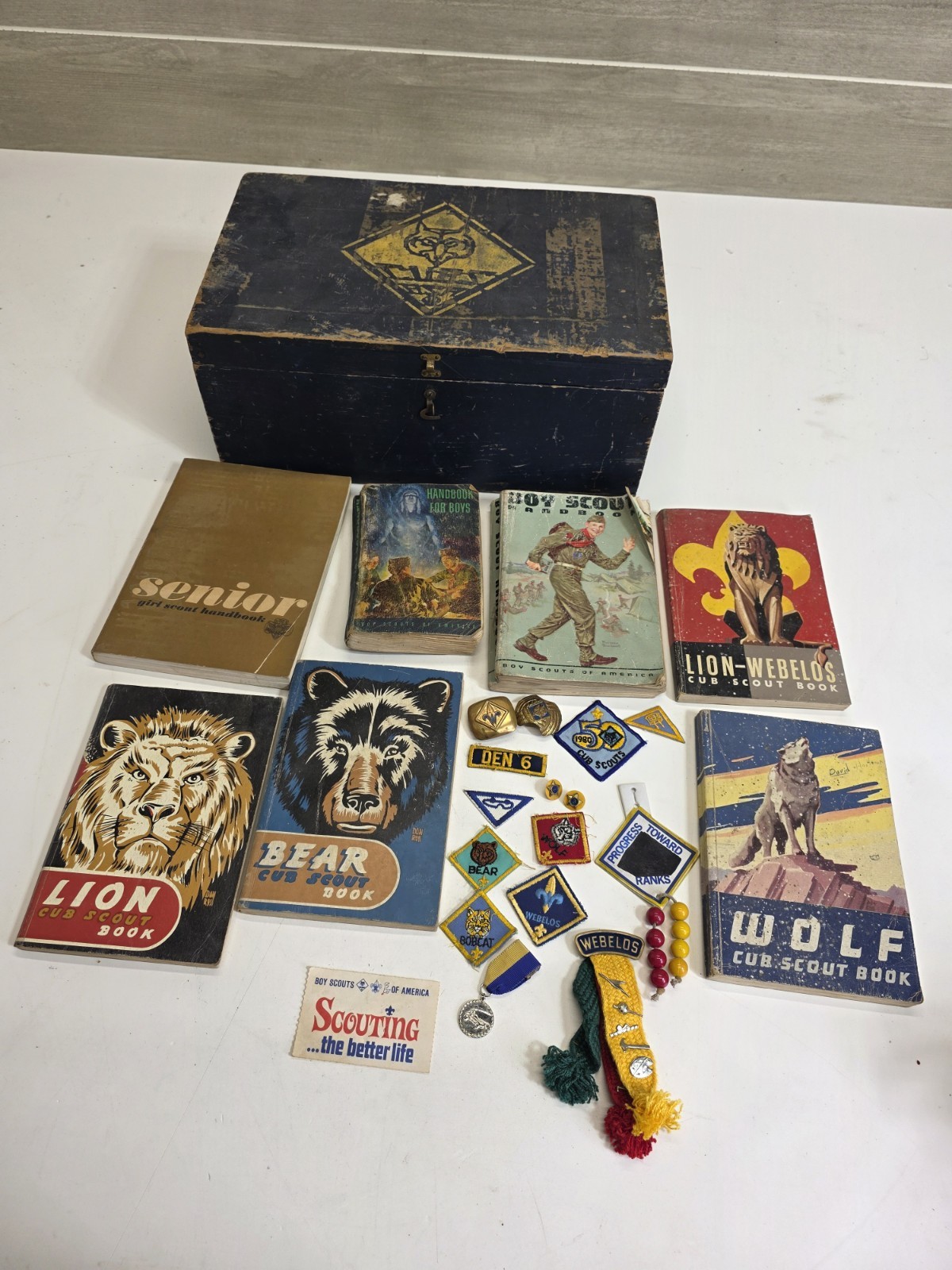 Vintage Boy Scouts Patches Books Medals 1950s-1980s Cub Scouts