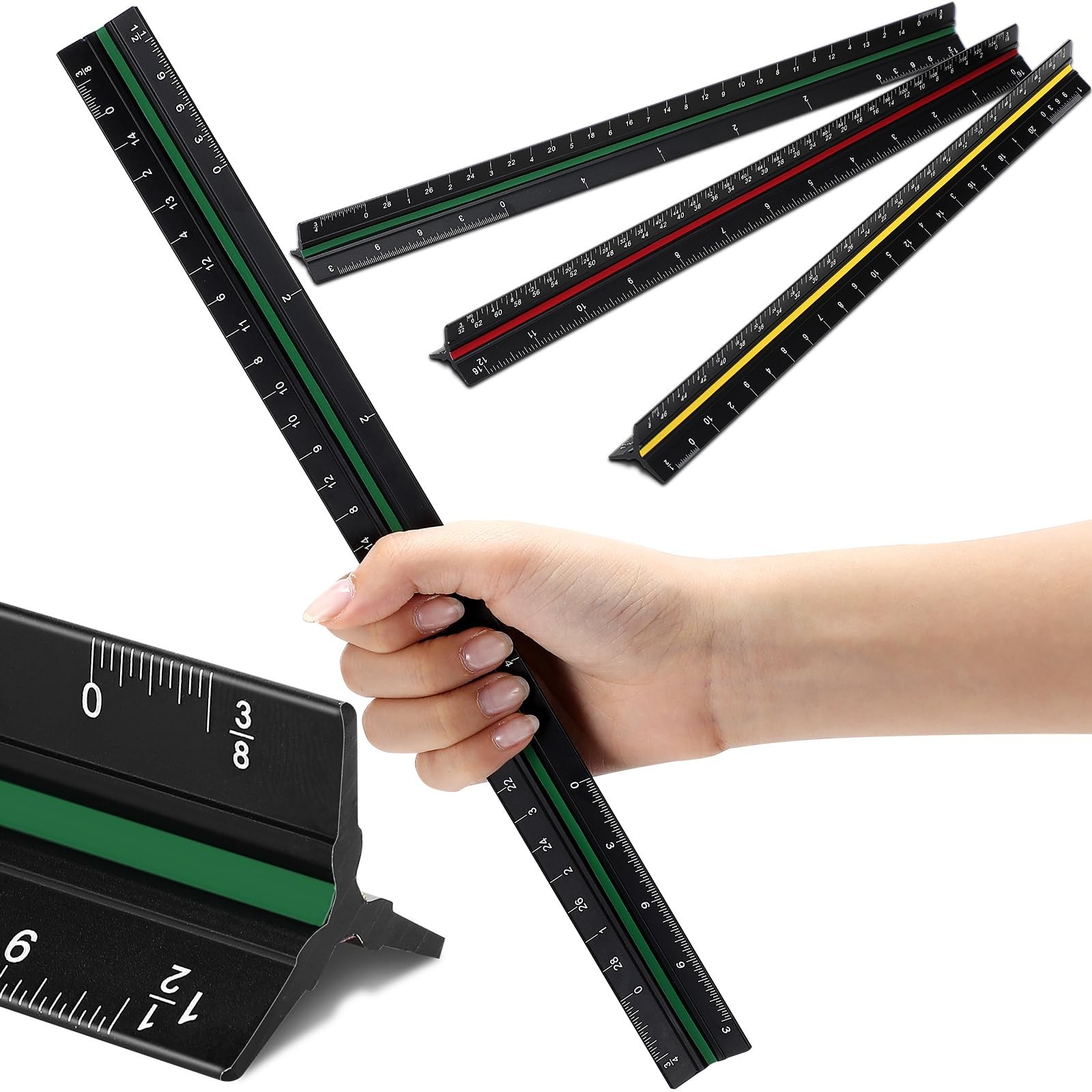 Macarrie 10 Pcs Architectural Scale Triangular Ruler 12″ Architect Engineers Sca