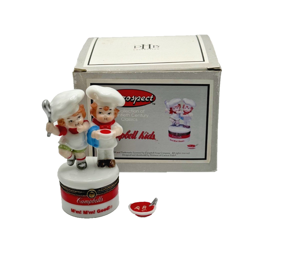 PHB Porcelain Hinged Box Campbell Kids Soup Bowl Trinket Retrospect Series New