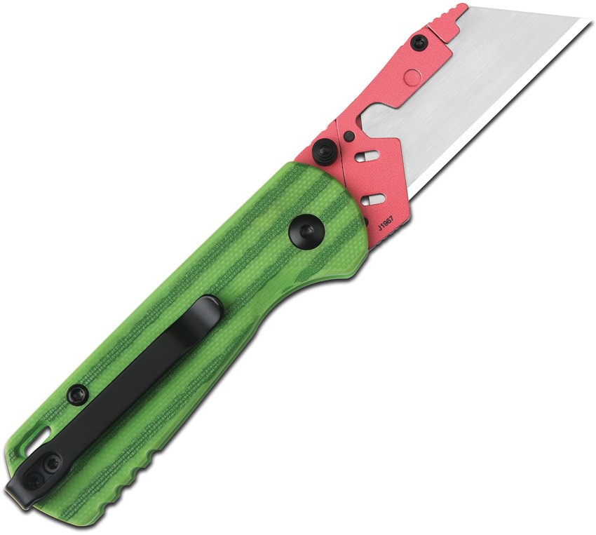 CJRB Boxer Green Watermelon G10 Folding Utility Pocket Knife w/ Blades 1967WM