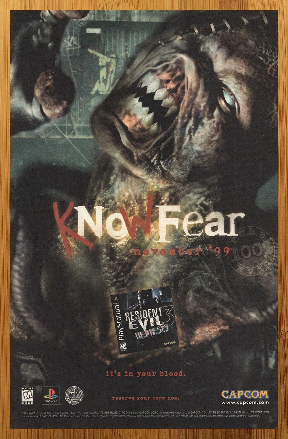 1999 Resident Evil 3 Nemesis PS1 Print Ad/Poster Official Promo Art PS4 Xbox One