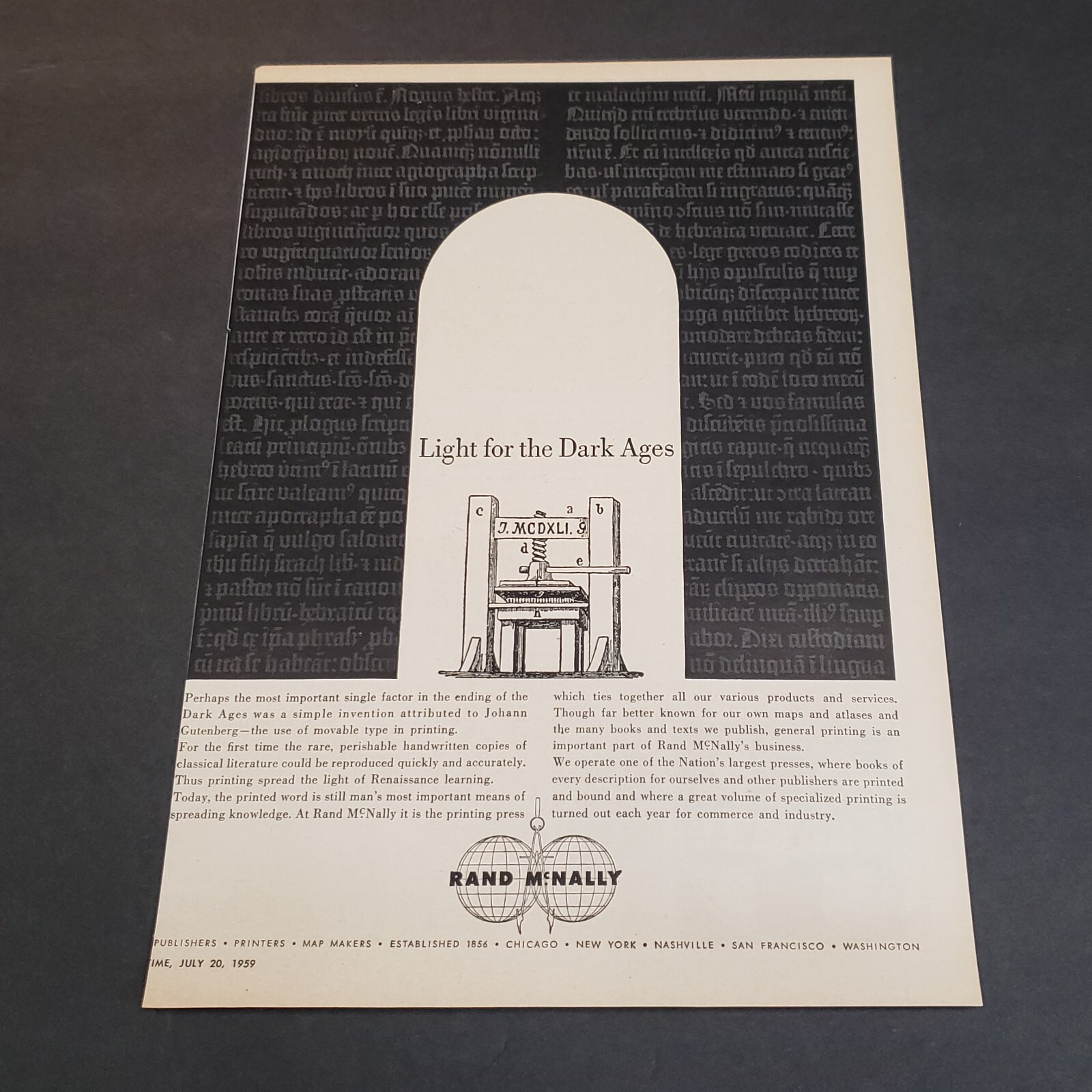 Vintage 1950s Print Ad 1959 Rand McNally Advertisement