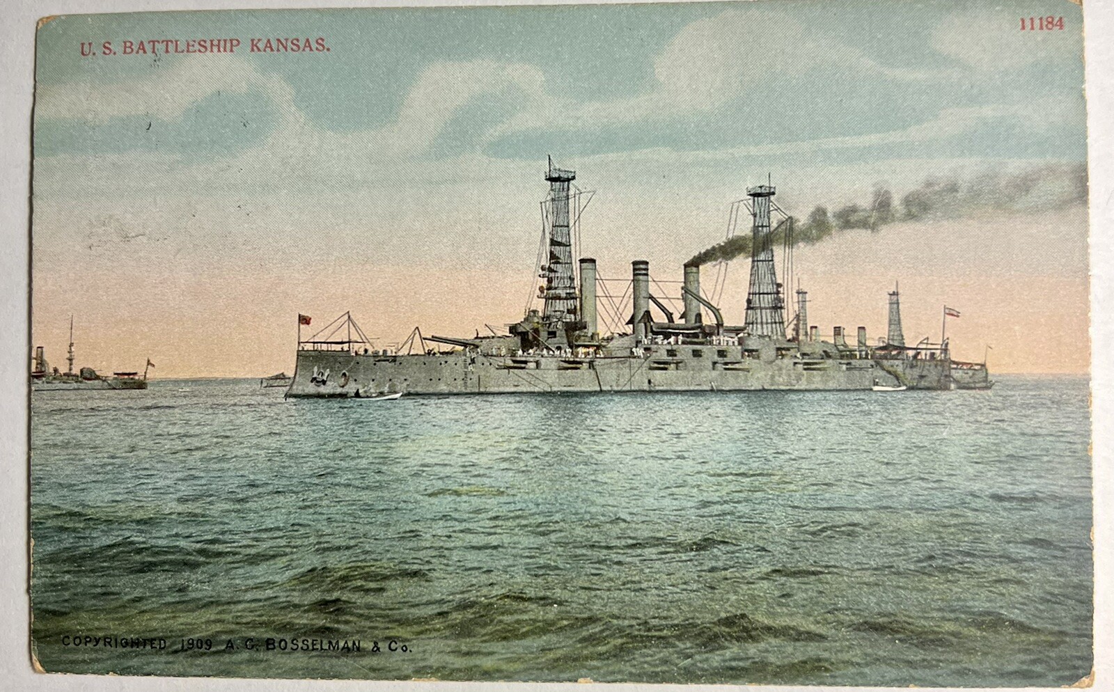IS Battleship Kansas 1909 AC Bosselman & Go Ship Military Postcard