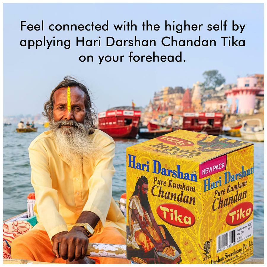 HARI DARSHAN Pure Chandan Yellow Tika 40g Diwali Navratri Krishna Pooja puja