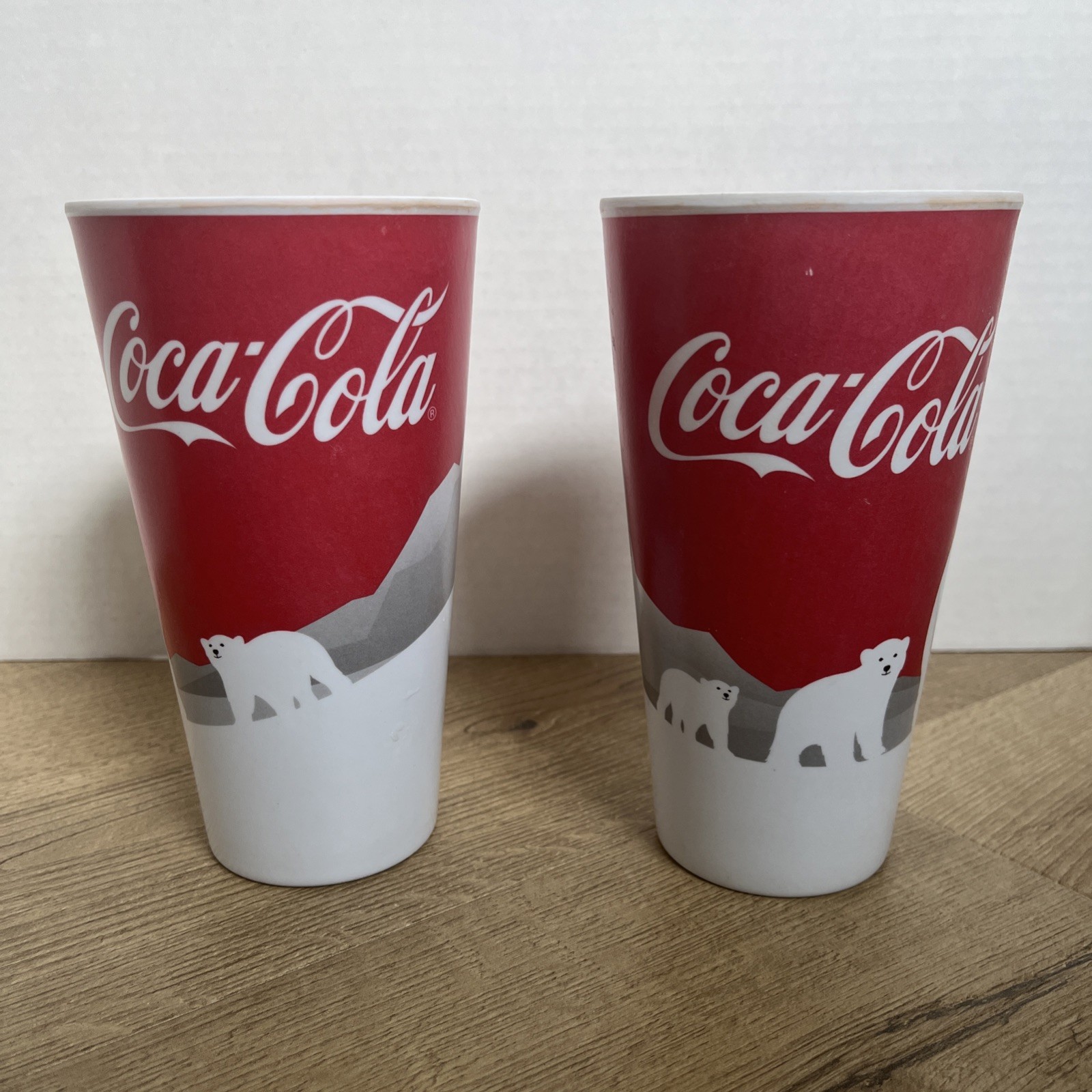 2 VTG Coca Cola ARTIC HOME Polar Bear Gibson Tumbler Cup Melamine