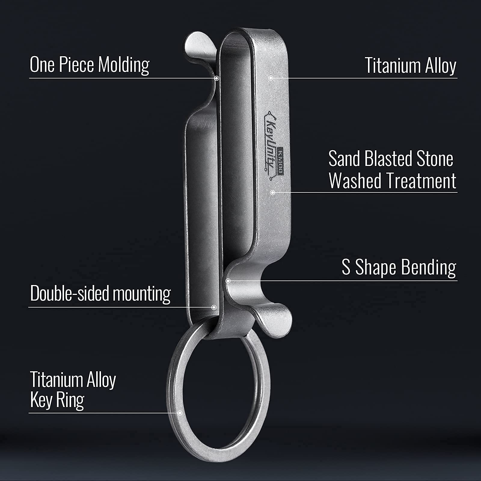 KM00 Titanium Belt Loop Keychain Clip Double Side Quick Release Key Holder wi…