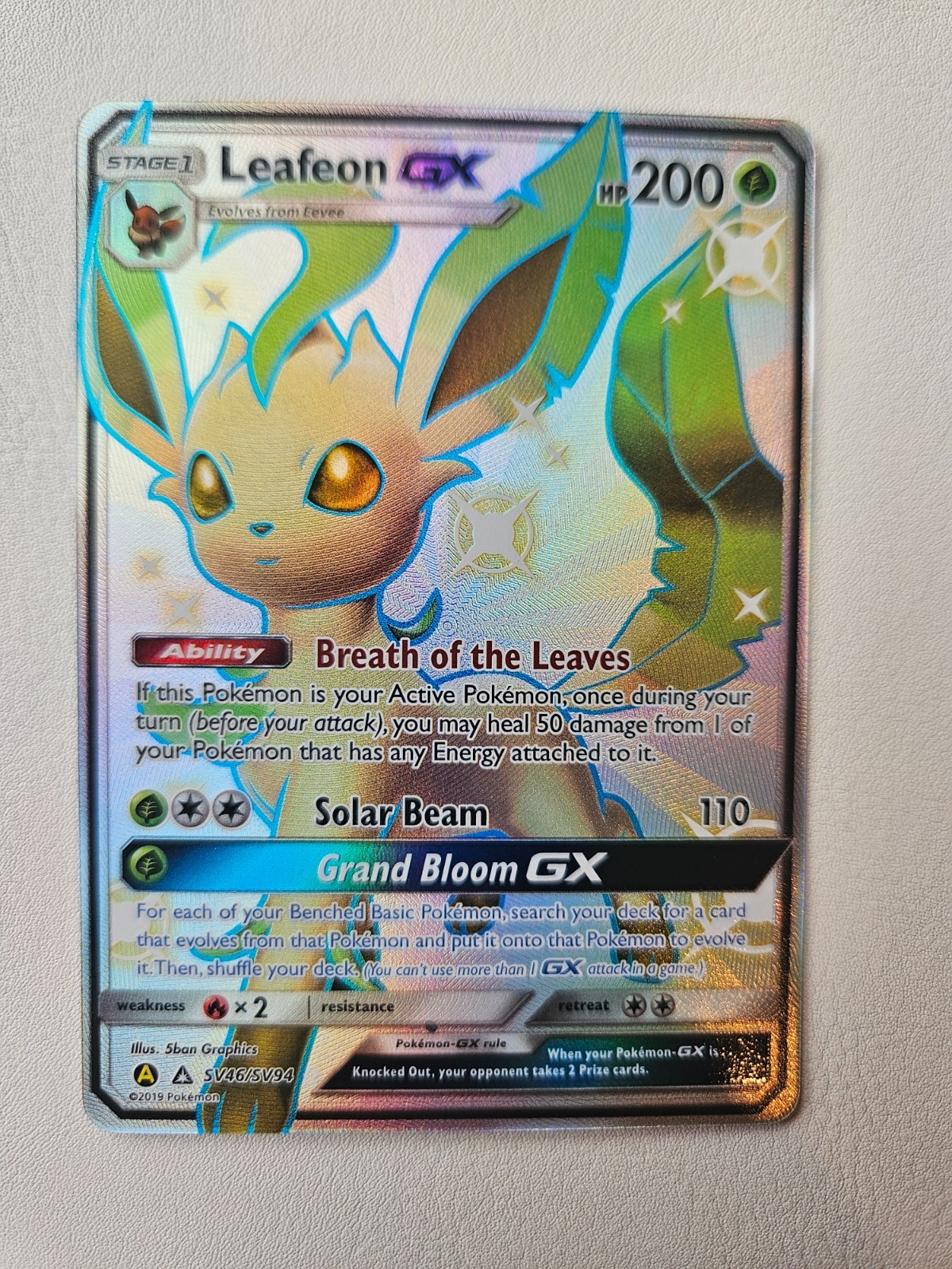 Pokemon TCG: Leafeon GX SV46/SV94 Hidden Fates: Shiny Vault Holo – NM+