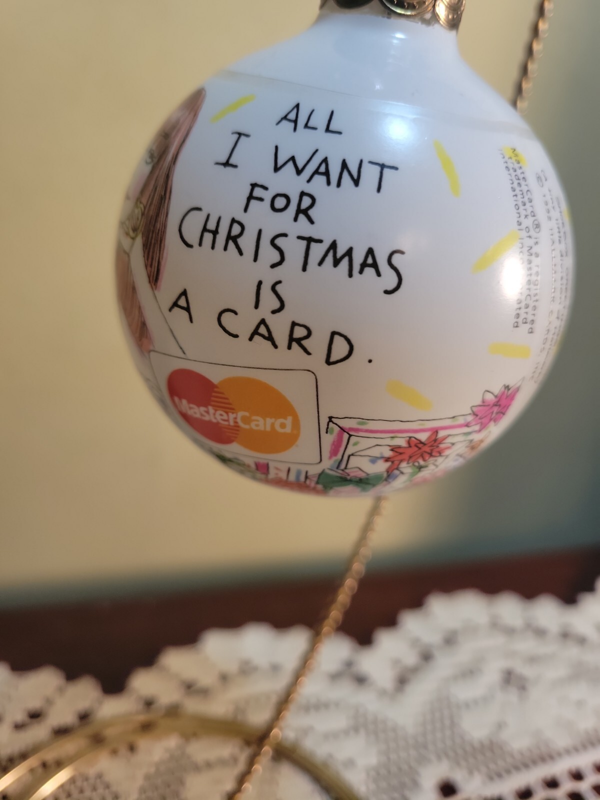 Hallmark Shoebox MasterCard Ornament All I Want for Christmas Is A Card 1992