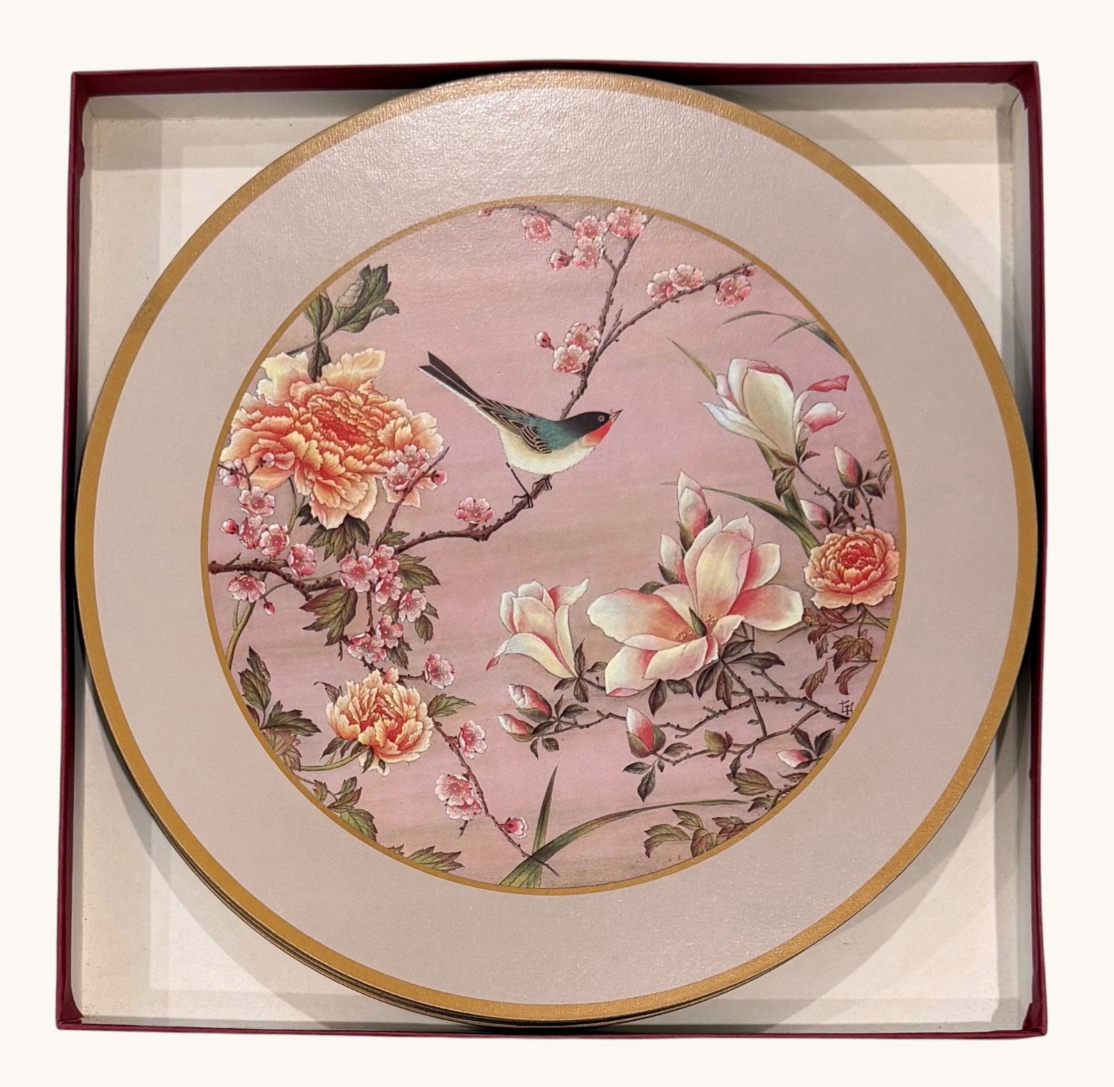 Pimpernel Oriental Birds & Flowers Vintage Placemats Set Of 6- 10” Boxed England