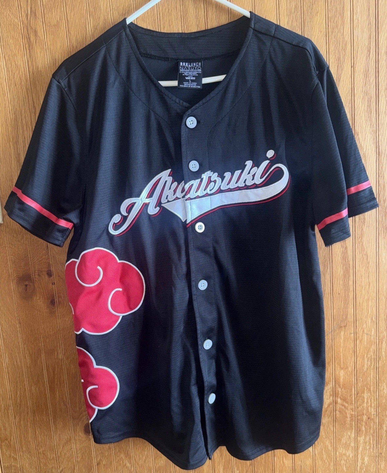 BoxLunch Naruto Shippuden Shirt Mens Large Baseball Jersey Akatsuki Knit Black