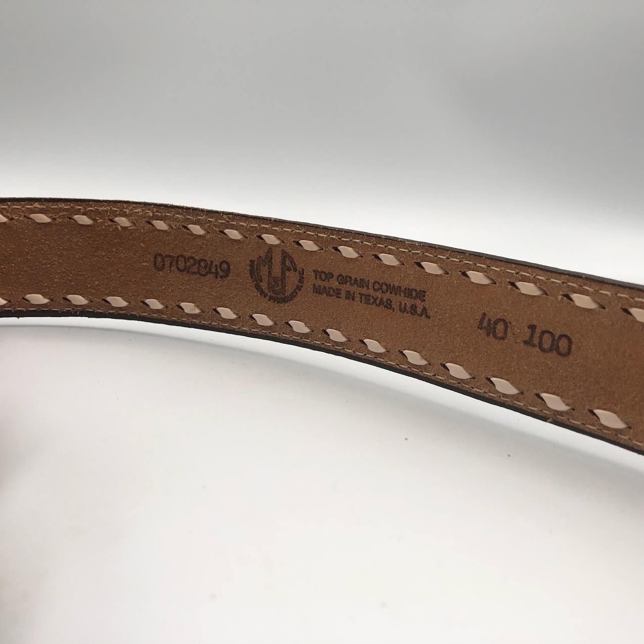M&F Western Handcrafted Tooled Genuine Leather Buckle Belt Size 40 Vintage