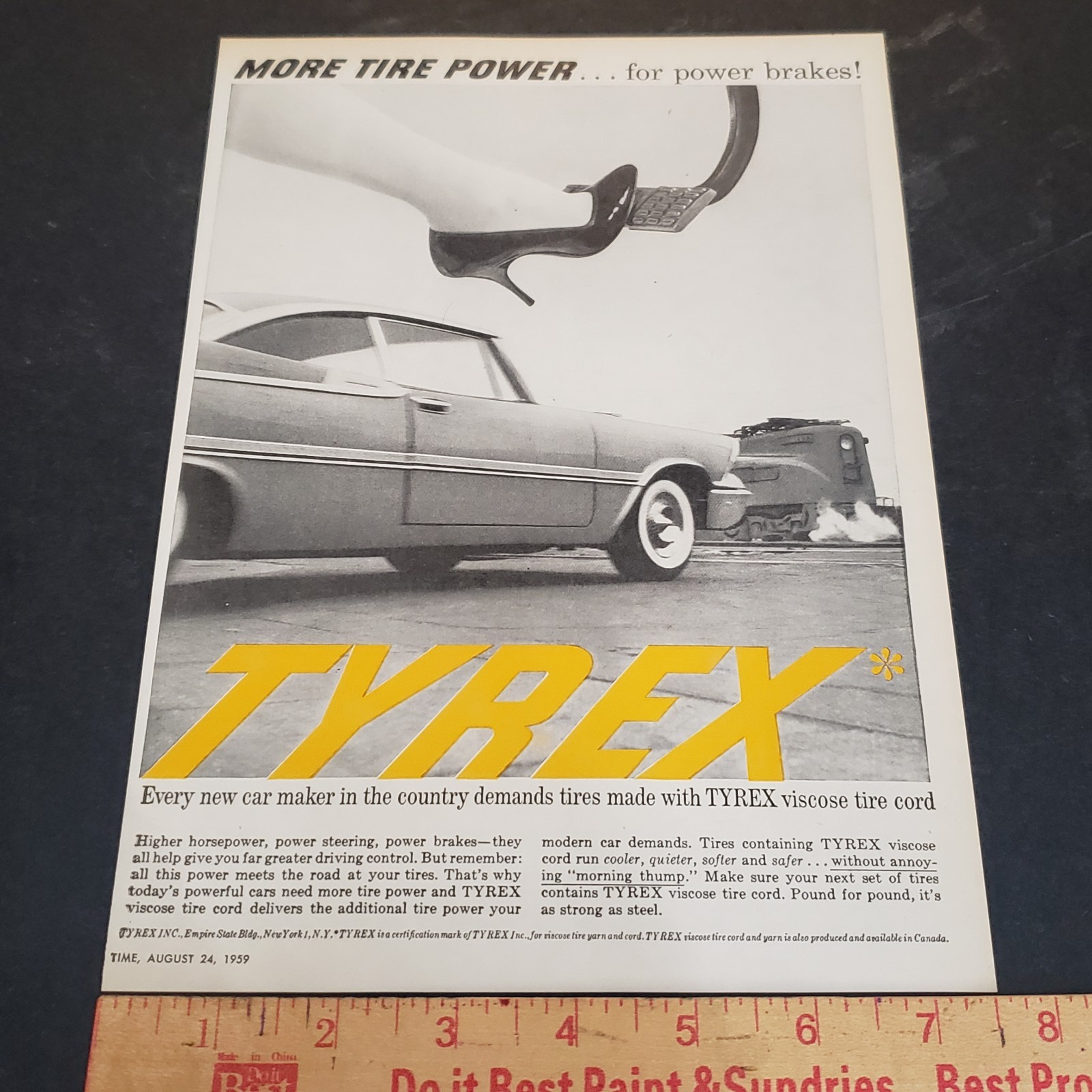 1959 Tyrex Tire Cord Advertisement Vintage 1950s Tire Print Ad