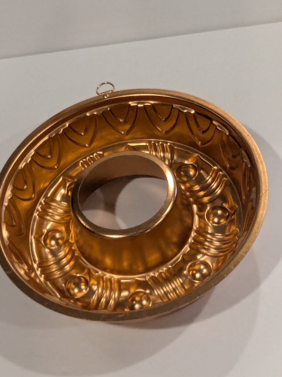 Vintage Jello Mold Copper Gold Tone Aluminum Bundt Cake Pan Kitchen Decor Wall