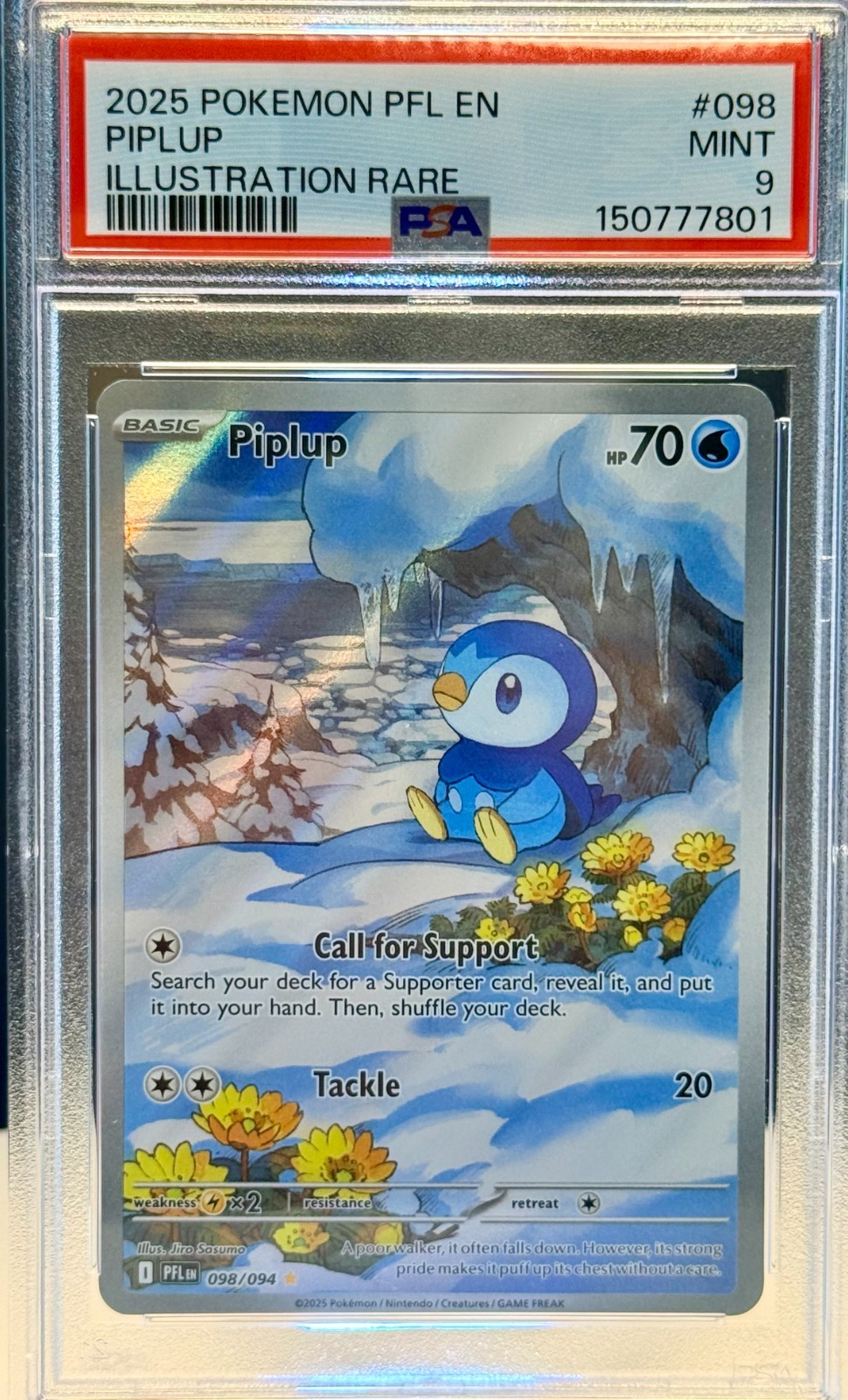 **PSA MINT 9** Pokemon PIPLUP #098 Illustration Rare 2025 PFL EN