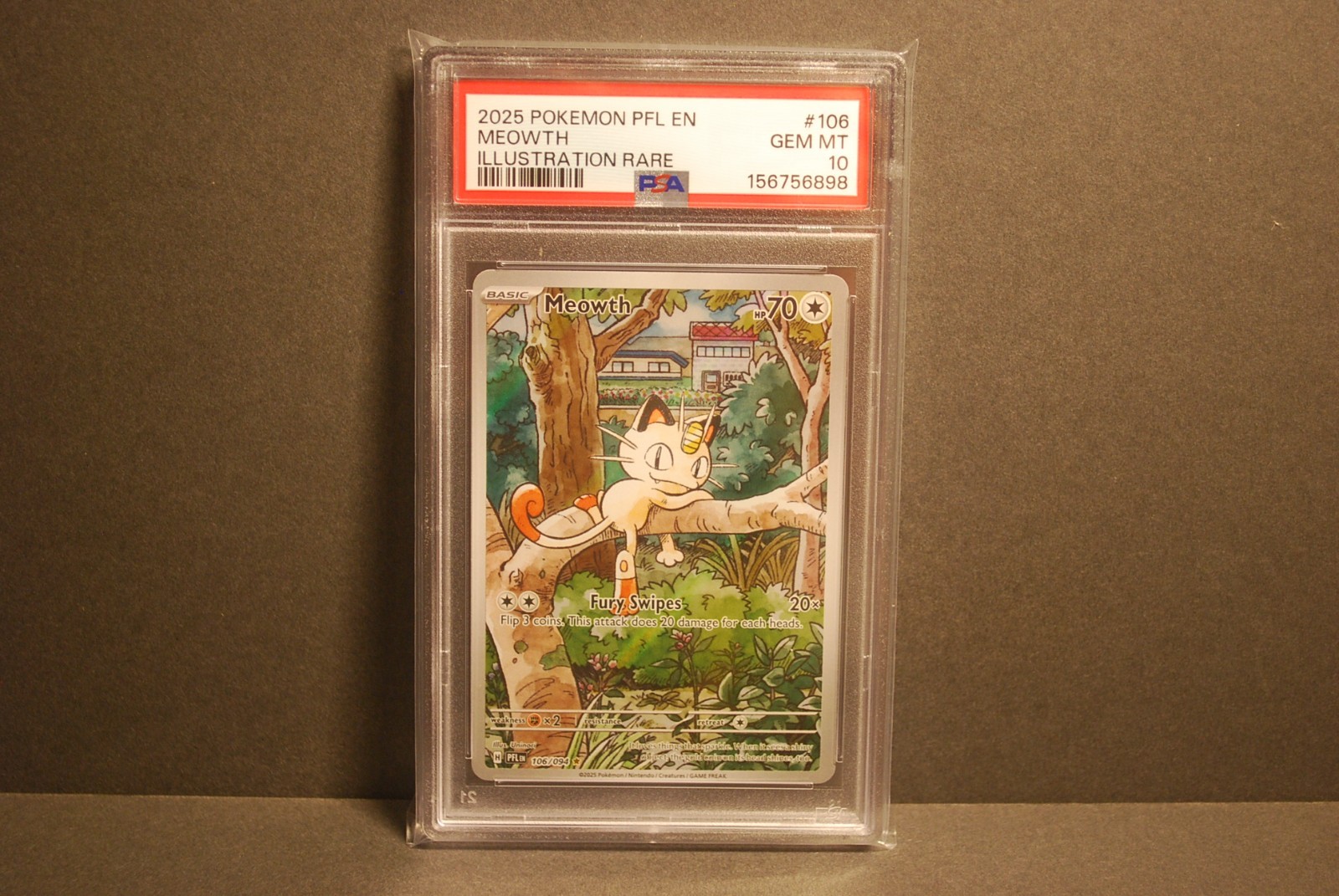 PSA 10 Gem Mint Meowth #106/094 Phantasmal Flames 2025
