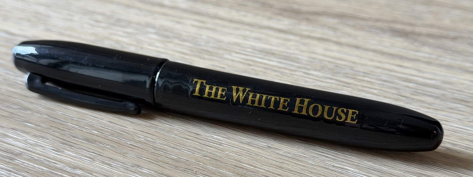 Authentic Black White House Sharpie Marker w Pres Donald J Trump Gold Signature